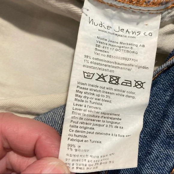 NUDIE Sz 33 Steady Eddy II Indigo Shades Colour Button Fly Organic Cotton Jeans - Picture 14 of 15